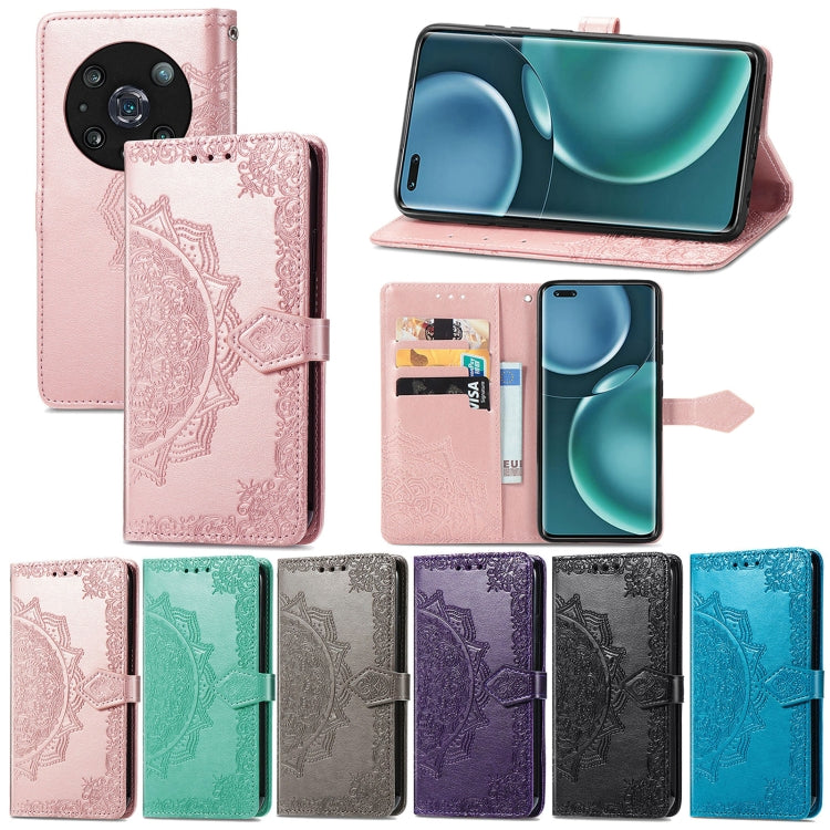 For Honor Magic 4 Pro Mandala Flower Embossed Leather Phone Case(Blue) - Honor Cases by PMC TechLife | Online Shopping South Africa | PMC TechLife | Buy Now Pay Later Mobicred