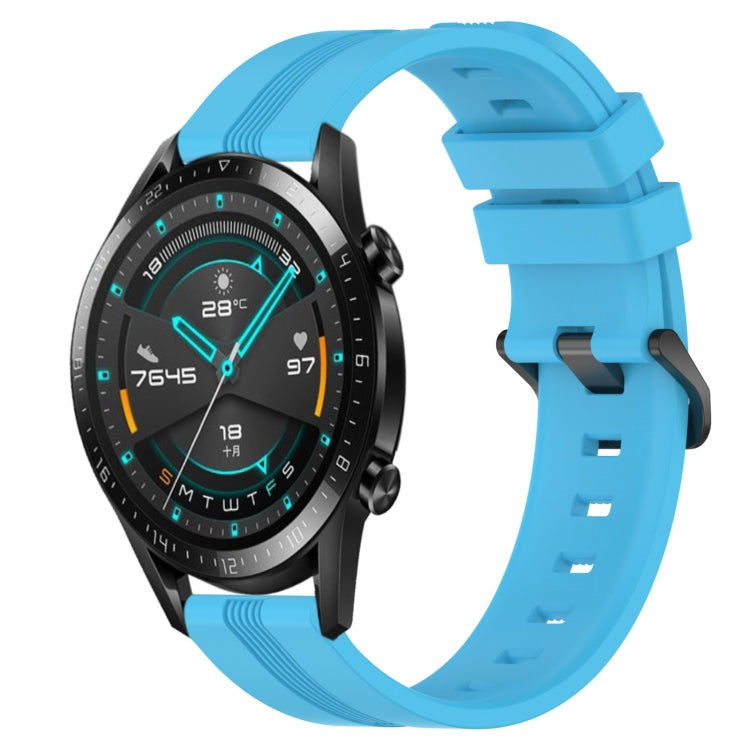 For Huawei GT2 46mm 22mm Concave Striped Slicone Watch Band(Sky Blue) - free shipping - PMC TechLife - Order now!