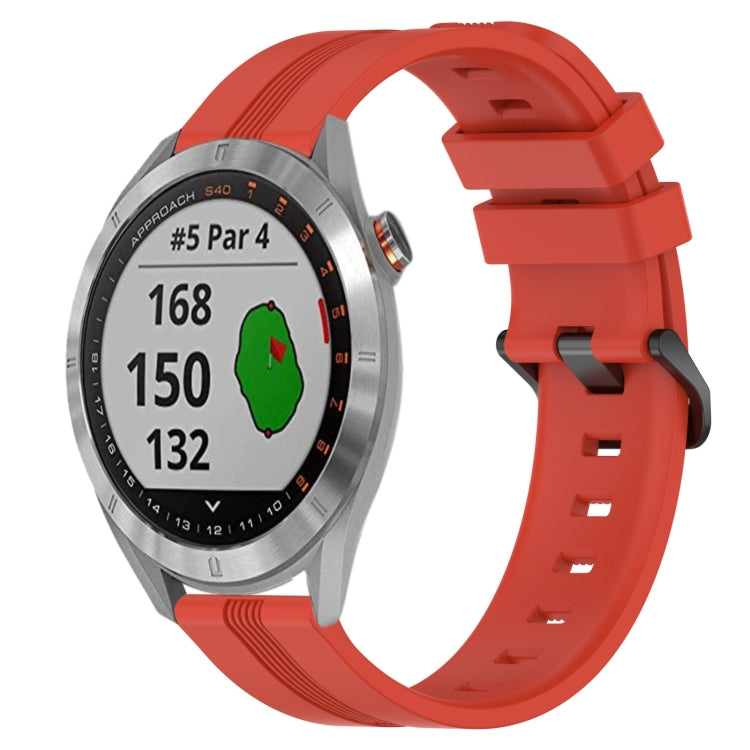 Compatible with Garmin Approach S40 20mm Concave Striped Slicone Watch Band(Red) - free shipping - PMC TechLife - Order now!