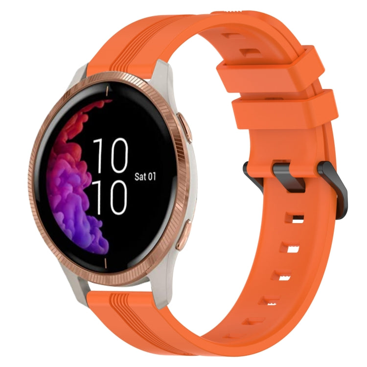 Compatible with Garmin Venu 20mm Concave Striped Slicone Watch Band(Orange) - free shipping - PMC TechLife - Order now!