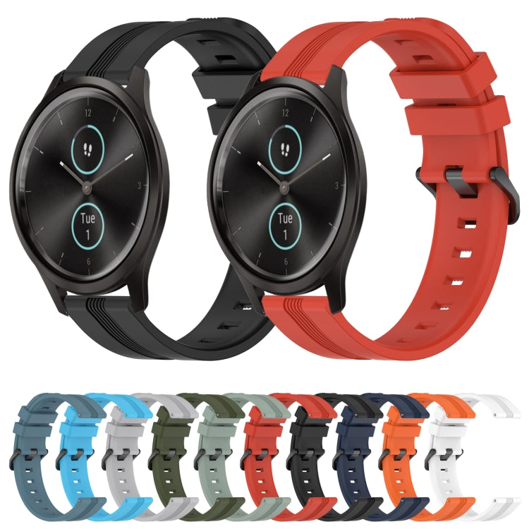Compatible with Garmin Garminmove Style 20mm Concave Striped Slicone Watch Band(Black) - free shipping - PMC TechLife - Order now!