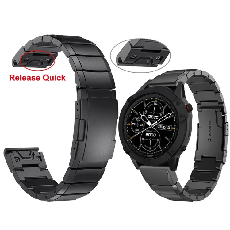 Compatible with Garmin Fenix 5 Plus 22mm Tortoise Shell Stainless Steel Watch Band(Black) - free shipping - PMC TechLife - Order now!