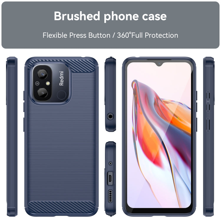 For Xiaomi Redmi 12C Brushed Texture Carbon Fiber TPU Phone Case(Blue) - free shipping - PMC TechLife - Order now!