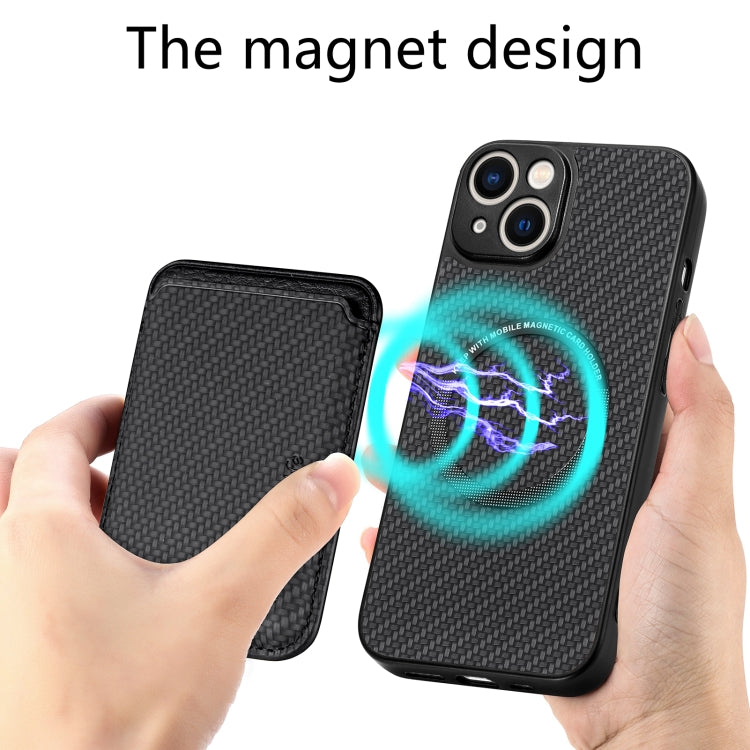 For iPhone 13 mini Carbon Fiber Leather Card Magsafe Magnetic Phone Case(Black) - iPhone 13 mini Cases by PMC TechLife | Online Shopping South Africa | PMC TechLife | Buy Now Pay Later Mobicred