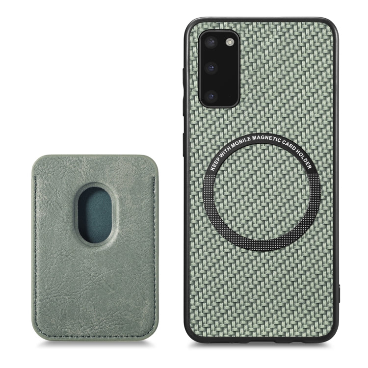 For Samsung Galaxy S20 Carbon Fiber Leather Card Magsafe Magnetic Phone Case(Green) - Galaxy Phone Cases by PMC Jewellery | Online Shopping South Africa | PMC Jewellery