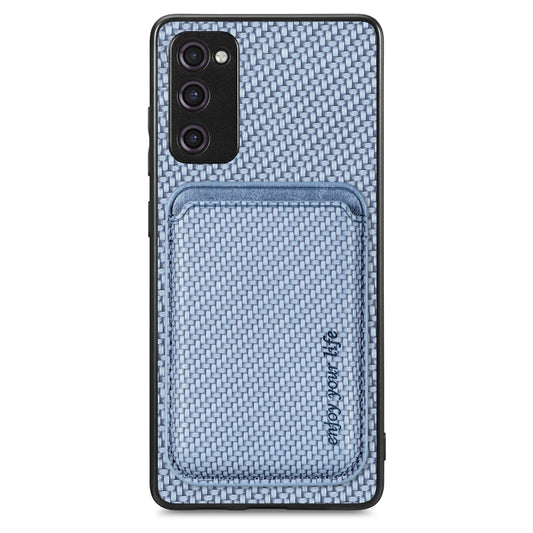 For Samsung Galaxy S21 FE 5G Carbon Fiber Leather Card Magsafe Magnetic Phone Case(Blue) - Galaxy Phone Cases by PMC Jewellery | Online Shopping South Africa | PMC Jewellery