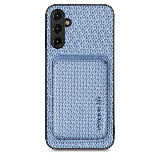 For Samsung Galaxy A34 5G Carbon Fiber Leather Card Magsafe Magnetic Phone Case(Blue) - Galaxy Phone Cases by PMC Jewellery | Online Shopping South Africa | PMC Jewellery