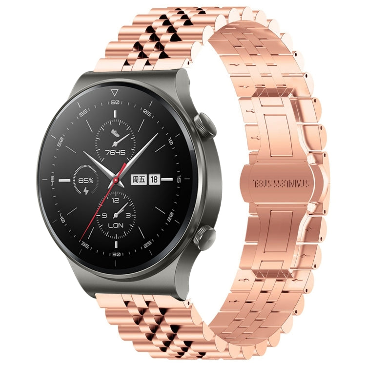 For Huawei Watch GT2 Pro / GT 2e Five Bull Half Round Stainless Steel Watch Band + Strap Removal Tool(Rose Gold) - Smart Wear by PMC Jewellery | Online Shopping South Africa | PMC Jewellery