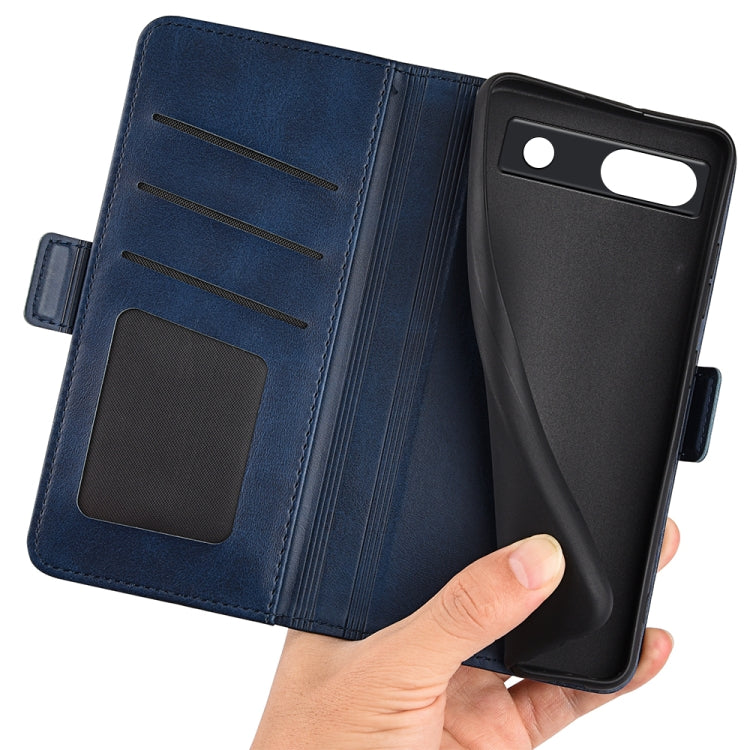 For Google Pixel 7a Dual-side Magnetic Buckle Leather Phone Case(Dark Blue) - free shipping - PMC TechLife - Order now!