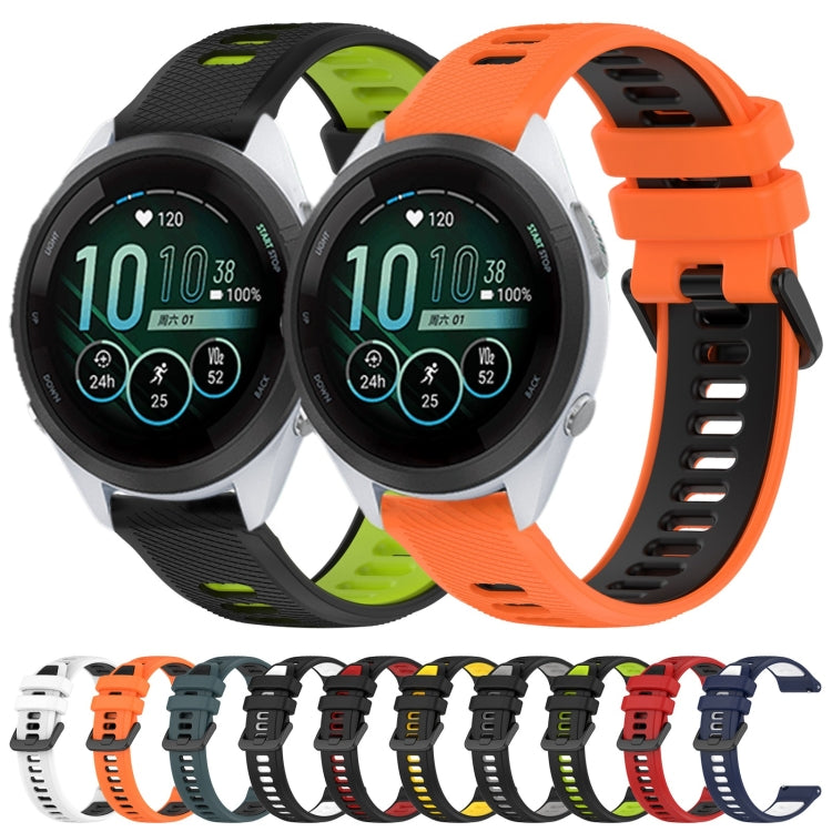 For Garmin Vivomove 3S 18mm Sports Two-Color Silicone Watch Band(Orange+Black) - Smart Wear by PMC Jewellery | Online Shopping South Africa | PMC Jewellery