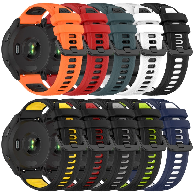 For Garmin Forerunner 255S 18mm Sports Two-Color Silicone Watch Band(Orange+Black) - Smart Wear by PMC Jewellery | Online Shopping South Africa | PMC Jewellery