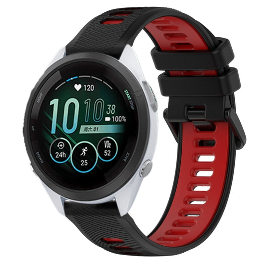 For Garmin Forerunner 265S Music 18mm Sports Two-Color Silicone Watch Band(Black+Red) - Smart Wear by PMC Jewellery | Online Shopping South Africa | PMC Jewellery