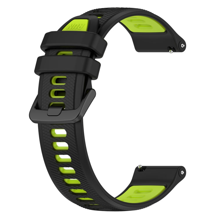 For Garmin Forerunner 265S Music 18mm Sports Two-Color Silicone Watch Band(Black+Green) - Smart Wear by PMC Jewellery | Online Shopping South Africa | PMC Jewellery