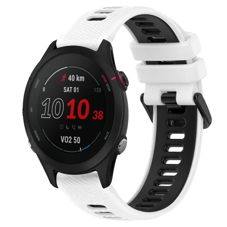 For Garmin Forerunner 255S Music 18mm Sports Two-Color Silicone Watch Band(White+Black) - Smart Wear by PMC Jewellery | Online Shopping South Africa | PMC Jewellery