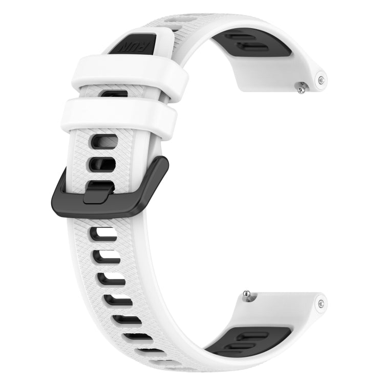 For Garmin Vivomove 3S 18mm Sports Two-Color Silicone Watch Band(White+Black) - Smart Wear by PMC Jewellery | Online Shopping South Africa | PMC Jewellery