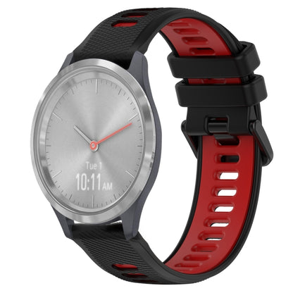 For Garmin Vivomove 3S 18mm Sports Two-Color Silicone Watch Band(Black+Red) - Smart Wear by PMC Jewellery | Online Shopping South Africa | PMC Jewellery