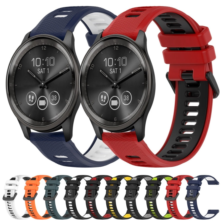 For Garmin Forerunner 158 20mm Sports Two-Color Silicone Watch Band(Black+White) - Smart Wear by PMC Jewellery | Online Shopping South Africa | PMC Jewellery