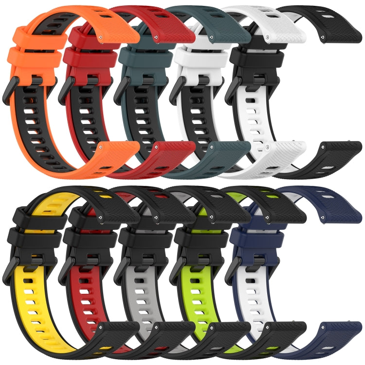 For Garmin Vivomove Sport 20mm Sports Two-Color Silicone Watch Band(Orange+Black) - Smart Wear by PMC Jewellery | Online Shopping South Africa | PMC Jewellery