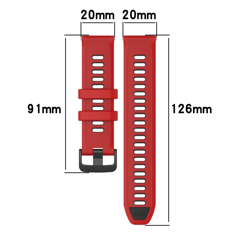 For Garmin Forerunner 158 20mm Sports Two-Color Silicone Watch Band(Red+Black) - Smart Wear by PMC Jewellery | Online Shopping South Africa | PMC Jewellery