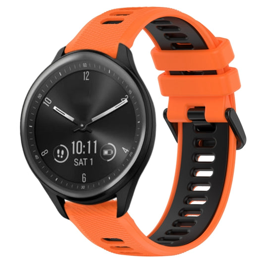 For Garmin Vivomove Sport 20mm Sports Two-Color Silicone Watch Band(Orange+Black) - Smart Wear by PMC Jewellery | Online Shopping South Africa | PMC Jewellery