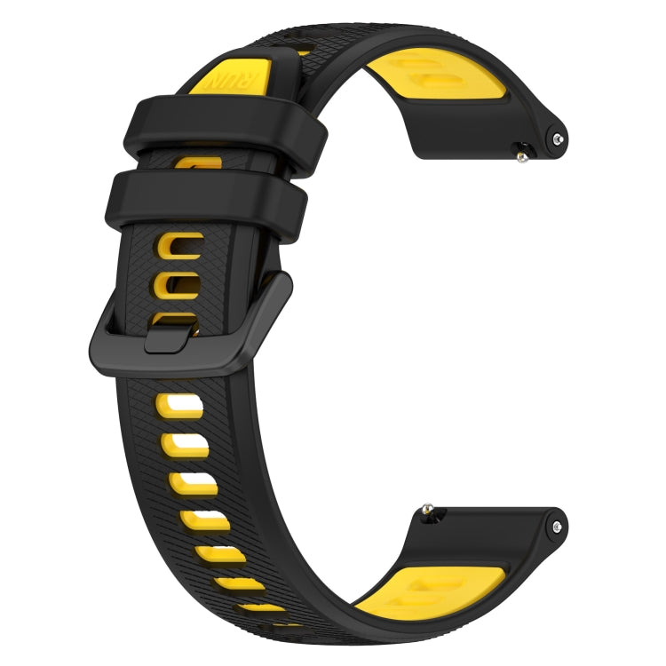 For Garmin Vivoactive3 20mm Sports Two-Color Silicone Watch Band(Black+Yellow) - Smart Wear by PMC Jewellery | Online Shopping South Africa | PMC Jewellery