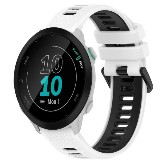 For Garmin Forerunner 55 20mm Sports Two-Color Silicone Watch Band(White+Black) - Smart Wear by PMC Jewellery | Online Shopping South Africa | PMC Jewellery
