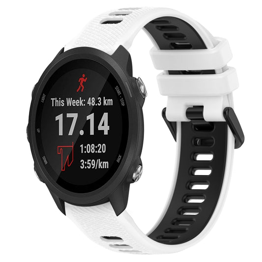 For Garmin Forerunner 245 20mm Sports Two-Color Silicone Watch Band(White+Black) - Smart Wear by PMC Jewellery | Online Shopping South Africa | PMC Jewellery