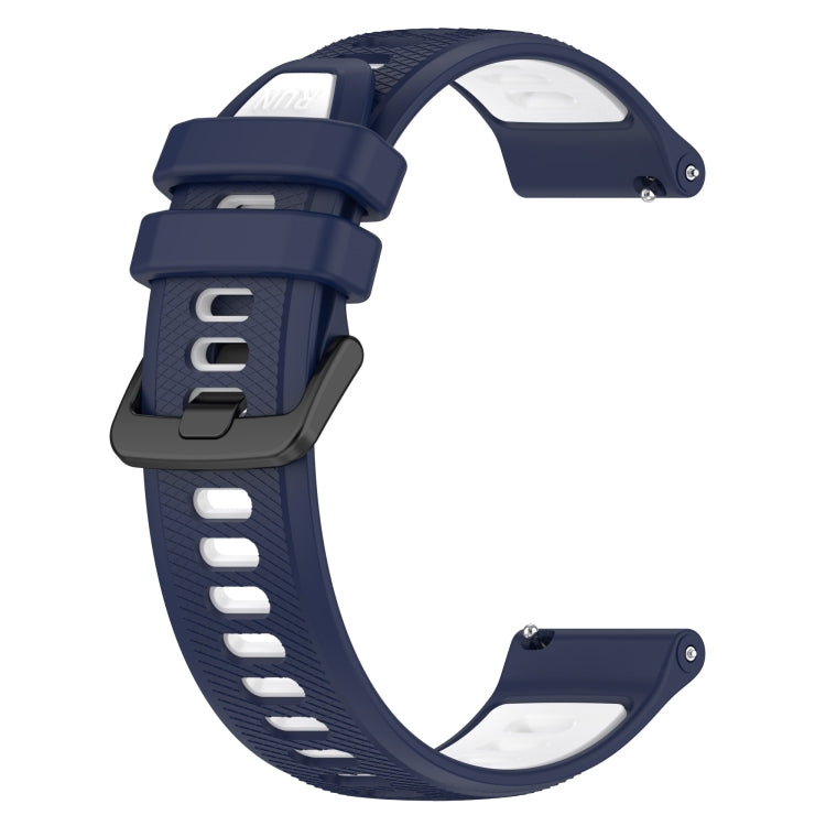 For Garmin Forerunner 645 Music 20mm Sports Two-Color Silicone Watch Band(Midnight Blue+White) - Smart Wear by PMC Jewellery | Online Shopping South Africa | PMC Jewellery