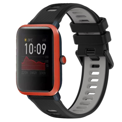 For Amazfit Bip 1S 20mm Sports Two-Color Silicone Watch Band(Black+Grey) - Smart Wear by PMC Jewellery | Online Shopping South Africa | PMC Jewellery