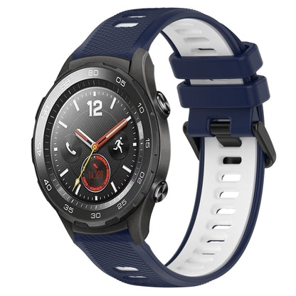 For Huawei Watch 2 20mm Sports Two-Color Silicone Watch Band(Midnight Blue+White) - Smart Wear by PMC Jewellery | Online Shopping South Africa | PMC Jewellery