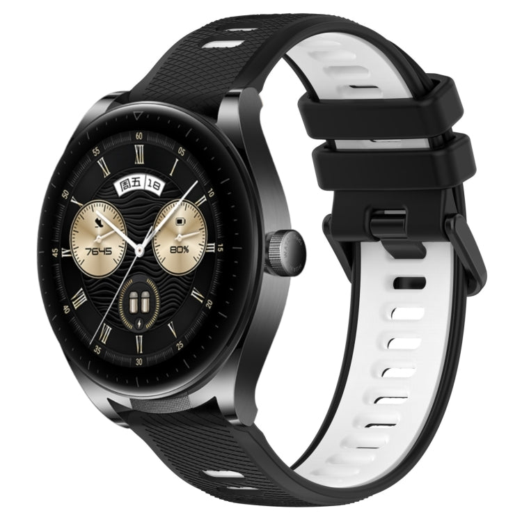 For Huawei Watch Buds 22mm Sports Two-Color Silicone Watch Band(Black+White) - Smart Wear by PMC Jewellery | Online Shopping South Africa | PMC Jewellery