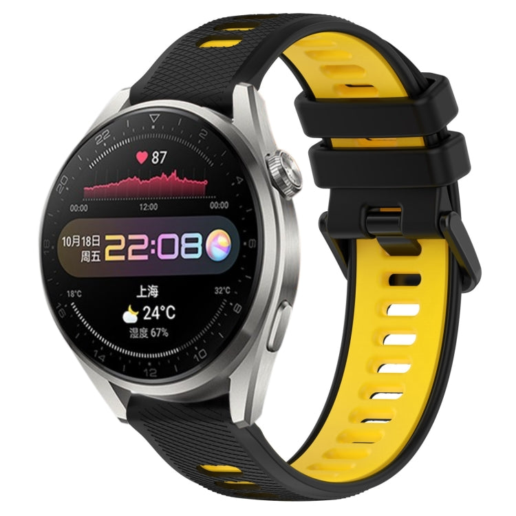 For Huawei Watch 3 Pro 22mm Sports Two-Color Silicone Watch Band(Black+Yellow) - Smart Wear by PMC Jewellery | Online Shopping South Africa | PMC Jewellery