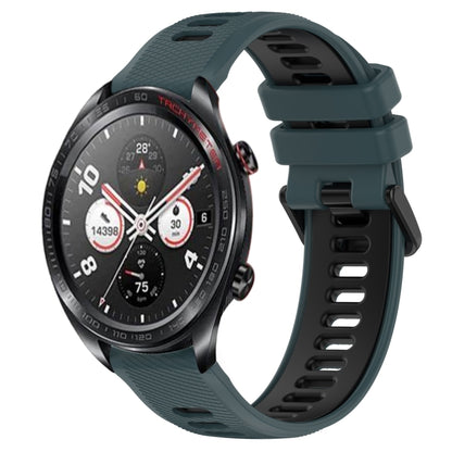 For Honor Watch Dream 22mm Sports Two-Color Silicone Watch Band(Olive Green+Black) - Smart Wear by PMC Jewellery | Online Shopping South Africa | PMC Jewellery