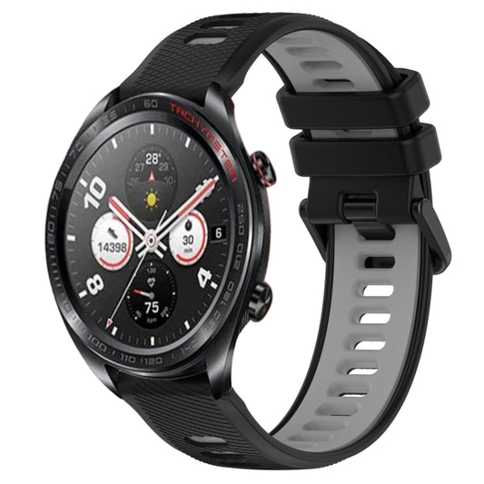 For Honor Watch Dream 22mm Sports Two-Color Silicone Watch Band(Black+Grey) - Smart Wear by PMC Jewellery | Online Shopping South Africa | PMC Jewellery