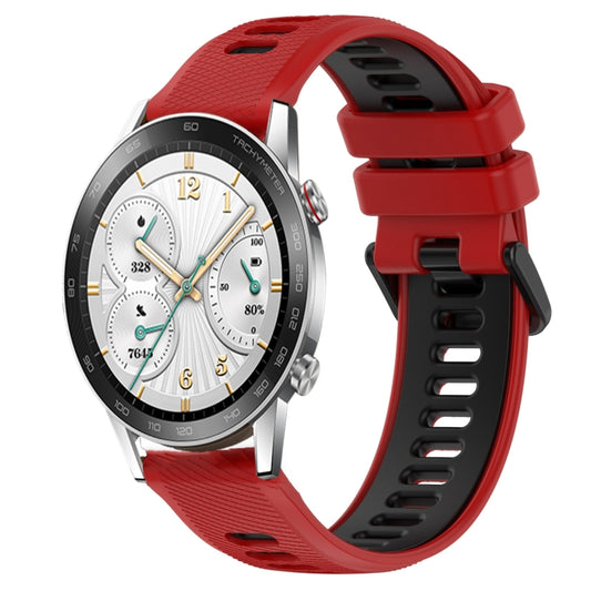 For Honor Watch GS 3i 22mm Sports Two-Color Silicone Watch Band(Red+Black) - Smart Wear by PMC Jewellery | Online Shopping South Africa | PMC Jewellery