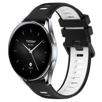 For Xiaomi Watch S2 46mm 22mm Sports Two-Color Silicone Watch Band(Black+White) - Smart Wear by PMC Jewellery | Online Shopping South Africa | PMC Jewellery