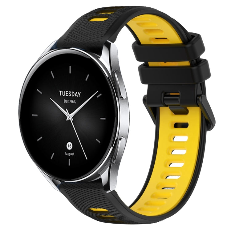 For Xiaomi Watch S2 46mm 22mm Sports Two-Color Silicone Watch Band(Black+Yellow) - Smart Wear by PMC Jewellery | Online Shopping South Africa | PMC Jewellery