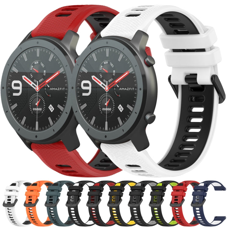 For Amazfit GTR 47mm 22MM Sports Two-Color Silicone Watch Band(White+Black) - Smart Wear by PMC Jewellery | Online Shopping South Africa | PMC Jewellery