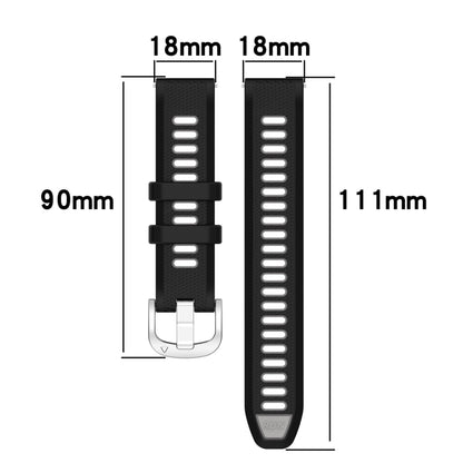 For Garmin Vivomove 3S 18mm Sports Two-Color Steel Buckle Silicone Watch Band(Black+Grey) - Smart Wear by PMC Jewellery | Online Shopping South Africa | PMC Jewellery