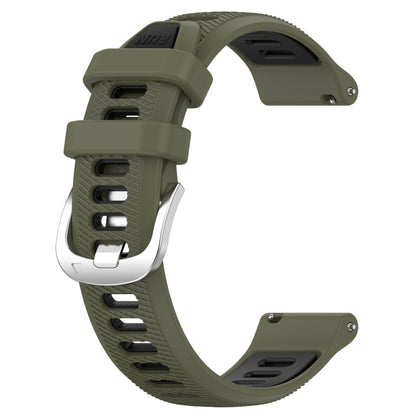 For Garmin Vivomove 3S 18mm Sports Two-Color Steel Buckle Silicone Watch Band(Army Green+Black) - Smart Wear by PMC Jewellery | Online Shopping South Africa | PMC Jewellery