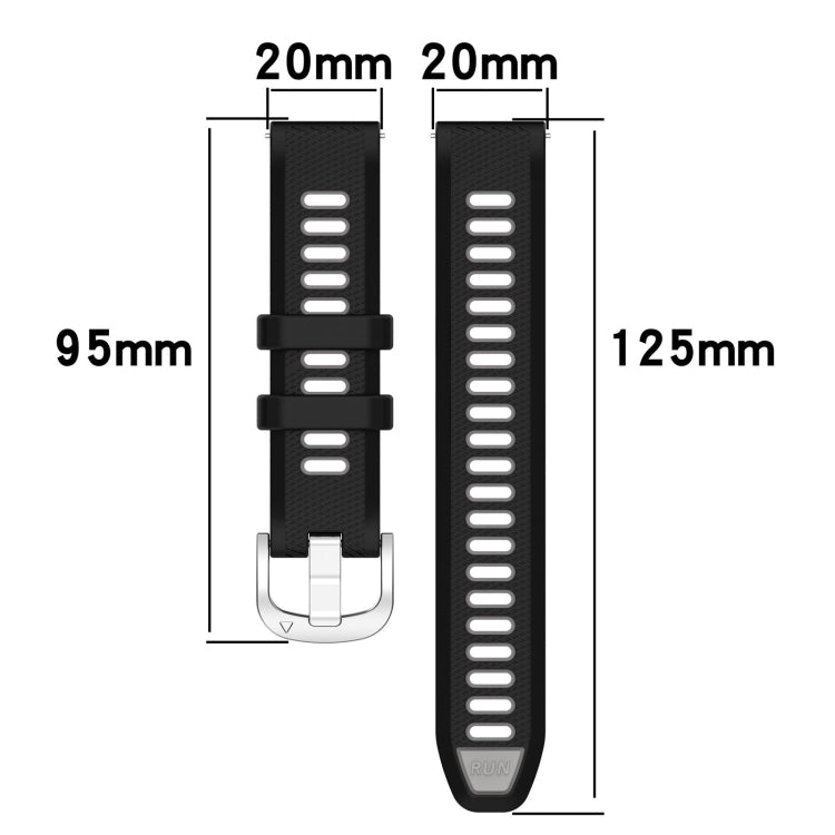 For Garmin Venu SQ 20mm Sports Two-Color Steel Buckle Silicone Watch Band(Starlight+Black) - Smart Wear by PMC Jewellery | Online Shopping South Africa | PMC Jewellery