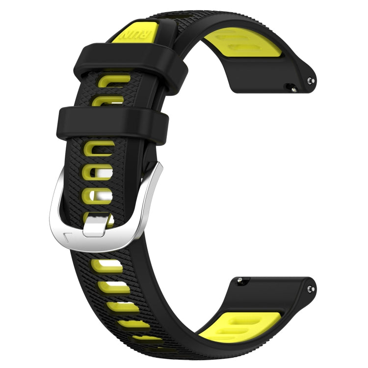 For Garmin Forerunner 158 20mm Sports Two-Color Steel Buckle Silicone Watch Band(Black+Lime Green) - Smart Wear by PMC Jewellery | Online Shopping South Africa | PMC Jewellery