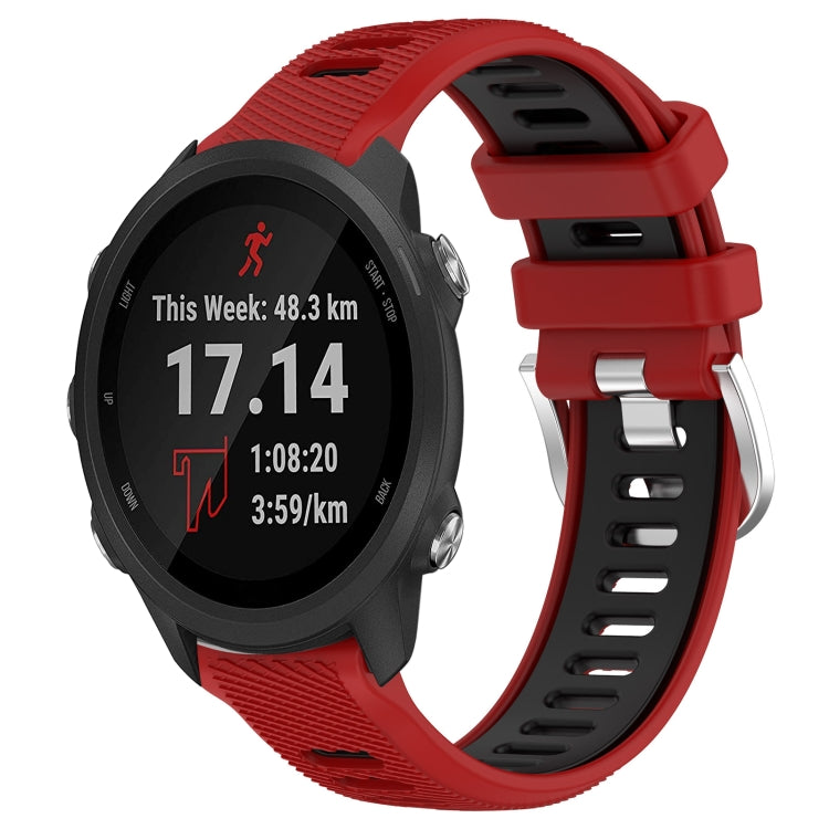 For Garmin Forerunner 245 20mm Sports Two-Color Steel Buckle Silicone Watch Band(Red+Black) - Smart Wear by PMC Jewellery | Online Shopping South Africa | PMC Jewellery