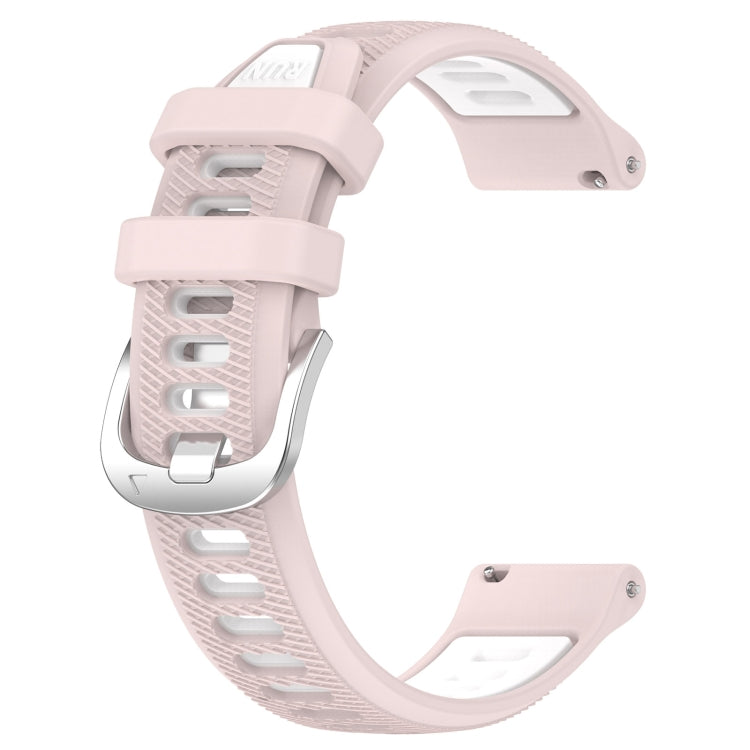 For Garmin Forerunner 645 Music 20mm Sports Two-Color Steel Buckle Silicone Watch Band(Pink+White) - Smart Wear by PMC Jewellery | Online Shopping South Africa | PMC Jewellery