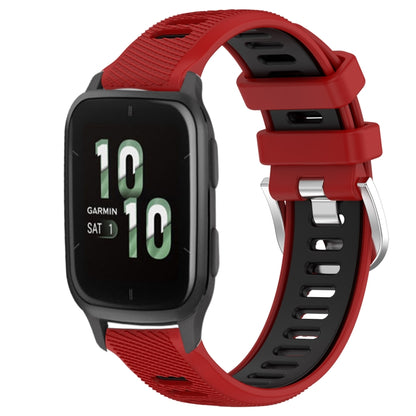 For Garmin Forerunner Sq2 20mm Sports Two-Color Steel Buckle Silicone Watch Band(Red+Black) - Smart Wear by PMC Jewellery | Online Shopping South Africa | PMC Jewellery