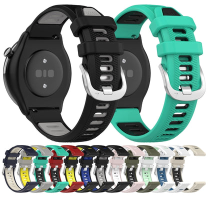 For Amazfit GTS 2 Mini 22mm Cross Texture Two Color Silicone Steel Buckle Watch Band(Black+Lime Green) -  by PMC Jewellery | Online Shopping South Africa | PMC Jewellery