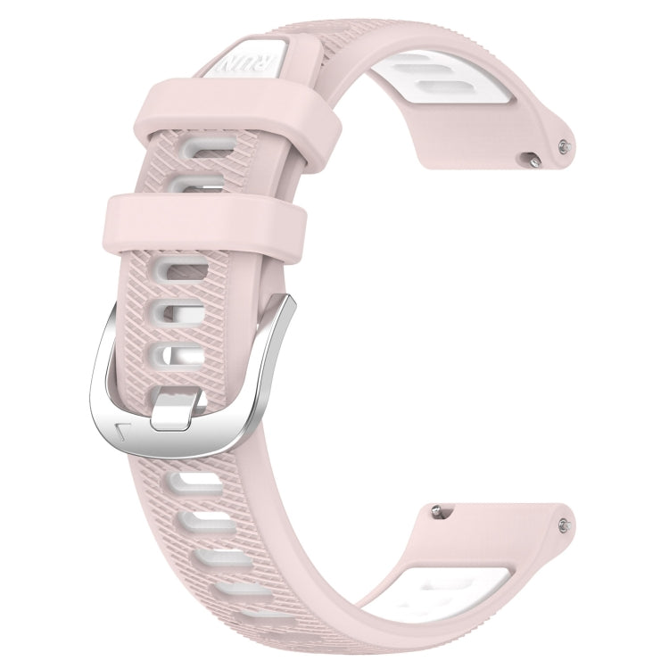 For Amazfit Pop 22mm Cross Texture Two Color Silicone Steel Buckle Watch Band(Pink+White) -  by PMC Jewellery | Online Shopping South Africa | PMC Jewellery