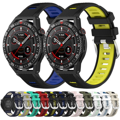 For Huawei Watch GT Runner 22mm Sports Two-Color Steel Buckle Silicone Watch Band(Red+Black) - Smart Wear by PMC Jewellery | Online Shopping South Africa | PMC Jewellery