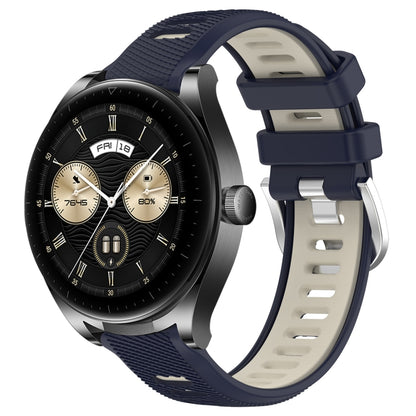 For Huawei Watch Buds 22mm Sports Two-Color Steel Buckle Silicone Watch Band(Midnight Blue+Starlight) - Smart Wear by PMC Jewellery | Online Shopping South Africa | PMC Jewellery