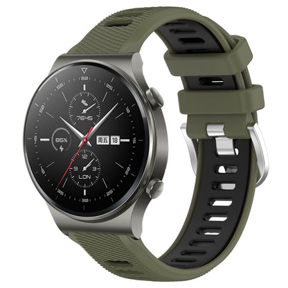 For Huawei GT2 Pro 22mm Sports Two-Color Steel Buckle Silicone Watch Band(Army Green+Black) - Smart Wear by PMC Jewellery | Online Shopping South Africa | PMC Jewellery